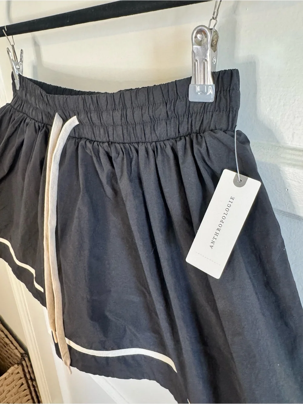 NWT Anthropologie Black & White Piped Athletic Mini Skort Size Small